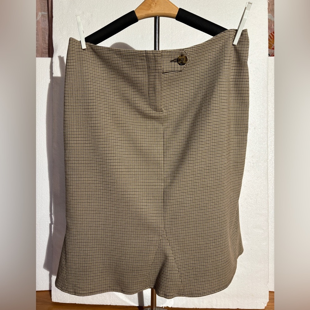 Kenar Brown and Cream Houndstooth Skirt